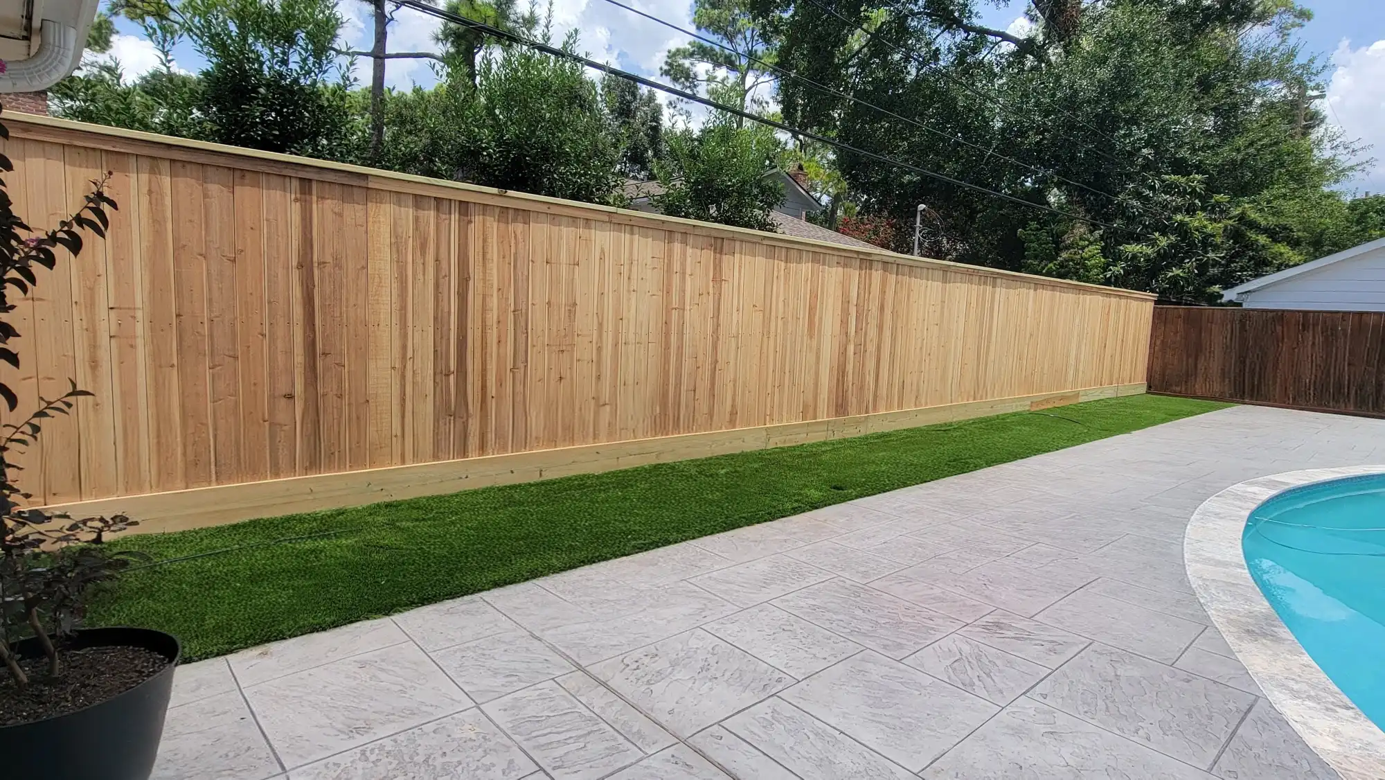 Custom wooden fence installation